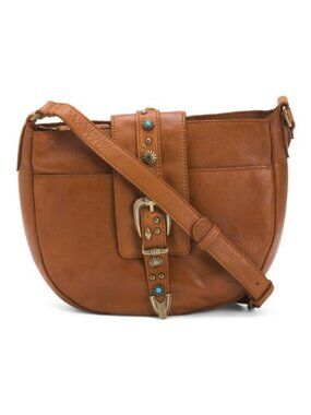 VILENCA Leather Crossbody Front Buckle Zip Top Bag